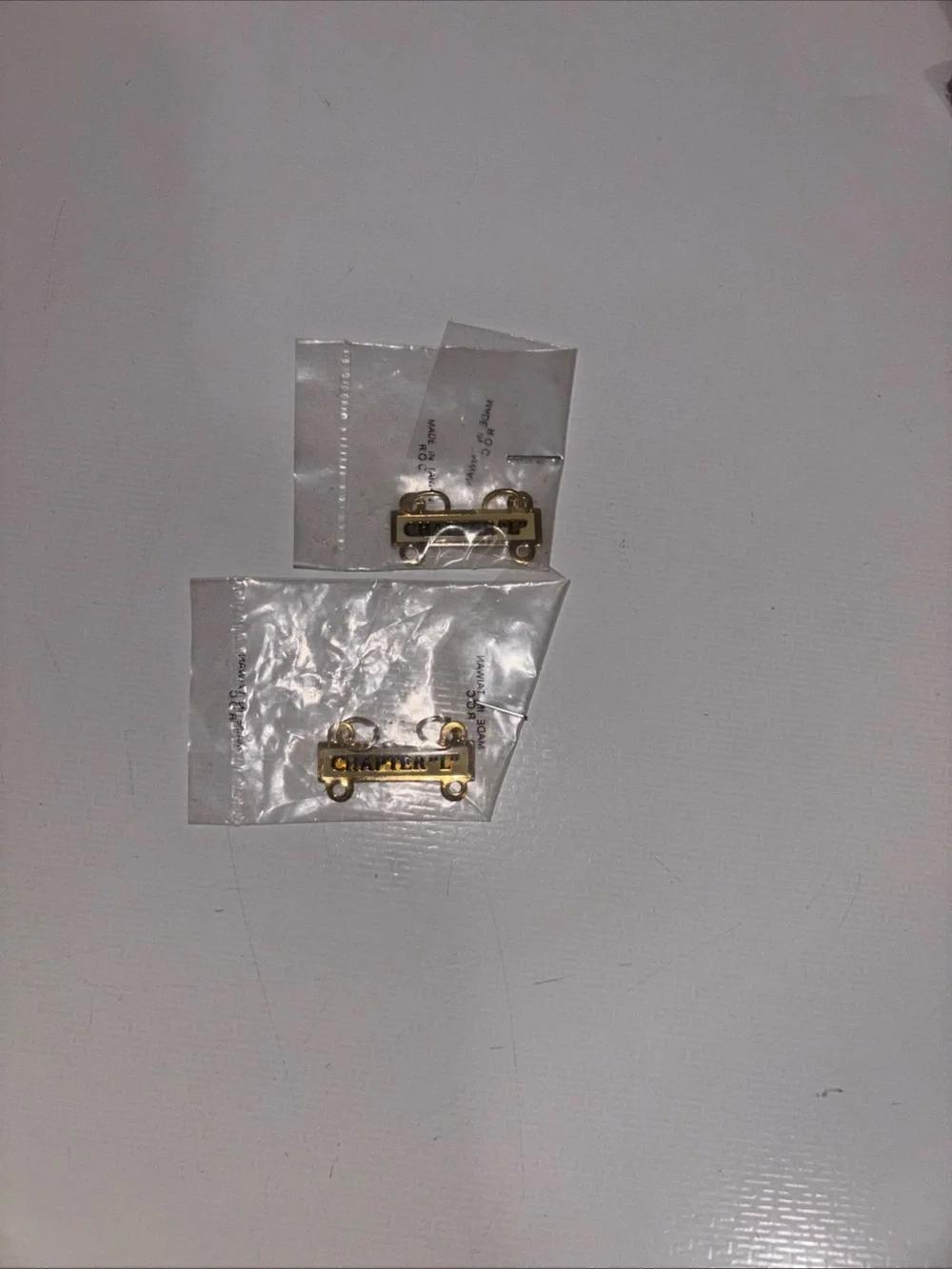 VTG GWRRA Motorcycle Chapter L Gold Tone Hanging Bar Vest Pin NOS New Pack of 2